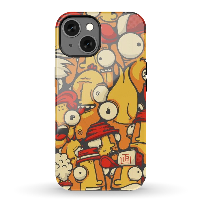 iPhone 13 StrongFit yellow cartoon characters by Manuvila