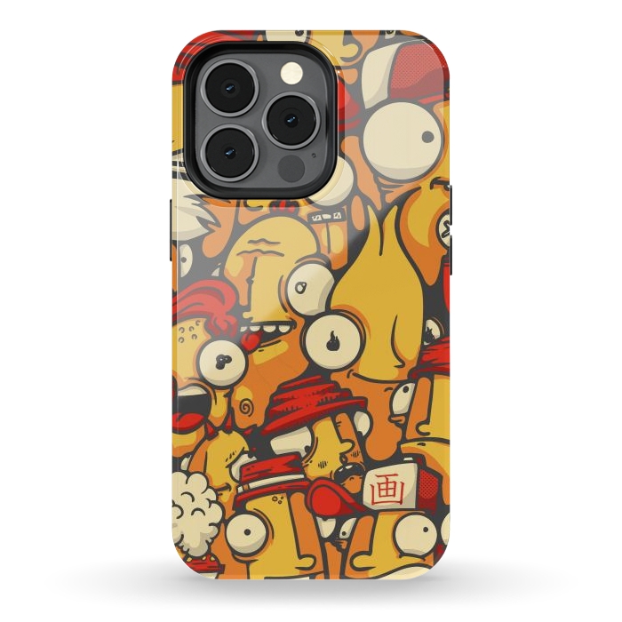 iPhone 13 pro StrongFit yellow cartoon characters by Manuvila