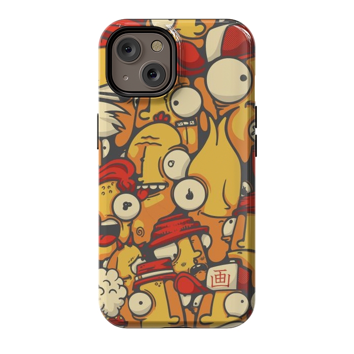 iPhone 14 StrongFit yellow cartoon characters by Manuvila