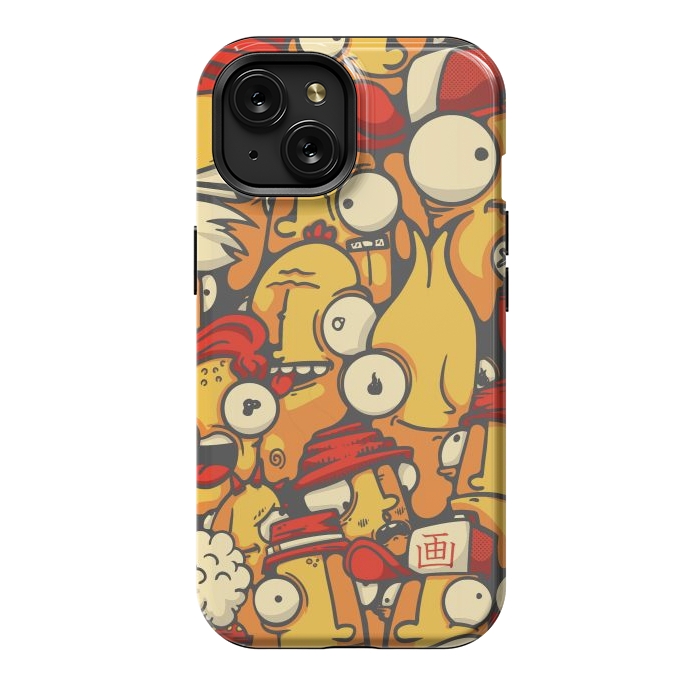 iPhone 15 StrongFit yellow cartoon characters by Manuvila