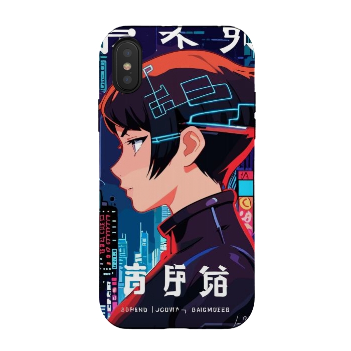 iPhone Xs / X StrongFit Cyberpunk Japanese City by LM2Kone