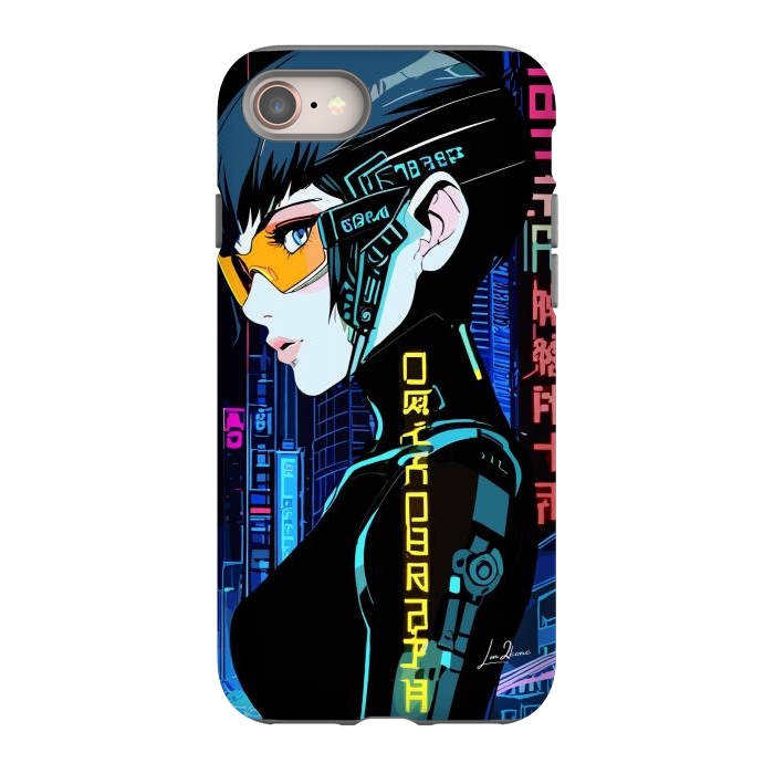 iPhone 8 StrongFit Cyberpunk Blue Neon Girl by LM2Kone