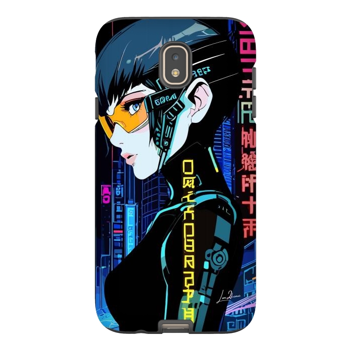 Galaxy J7 StrongFit Cyberpunk Blue Neon Girl by LM2Kone