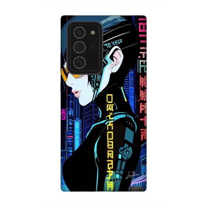 Galaxy Note 20 Ultra StrongFit Cyberpunk Blue Neon Girl by LM2Kone