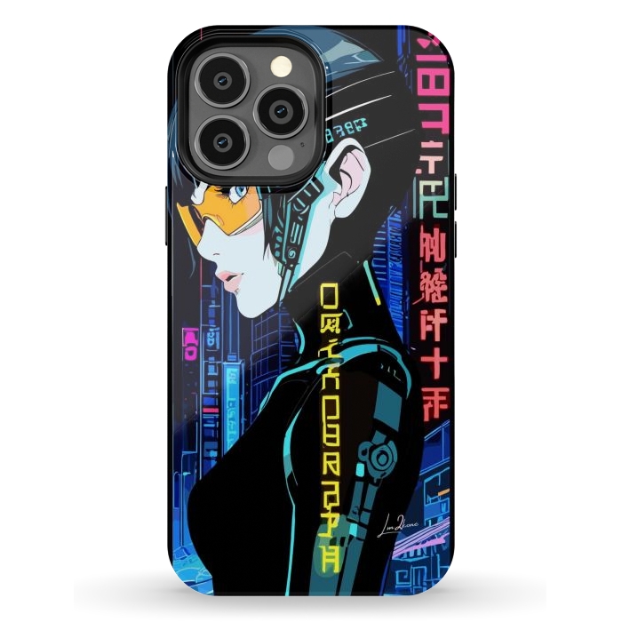 iPhone 13 Pro Max StrongFit Cyberpunk Blue Neon Girl by LM2Kone