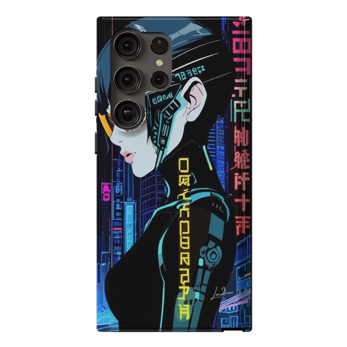 Galaxy S23 Ultra StrongFit Cyberpunk Blue Neon Girl by LM2Kone