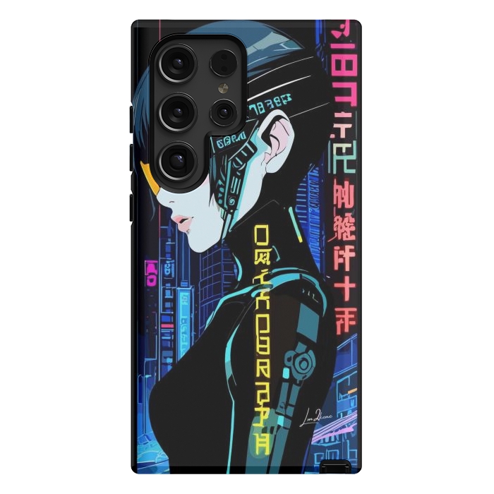 Galaxy S24 Ultra StrongFit Cyberpunk Blue Neon Girl by LM2Kone