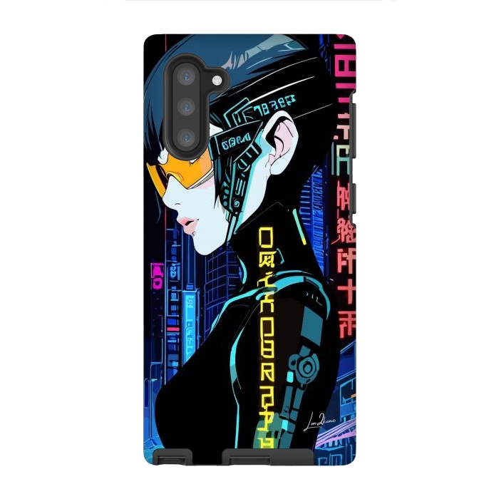 Galaxy Note 10 StrongFit Cyberpunk Blue Neon Girl by LM2Kone