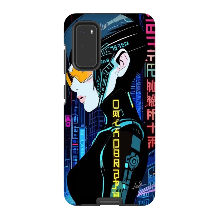 Galaxy S20 StrongFit Cyberpunk Blue Neon Girl by LM2Kone