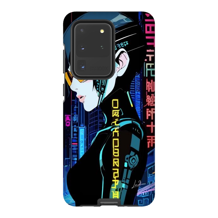 Galaxy S20 Ultra StrongFit Cyberpunk Blue Neon Girl by LM2Kone