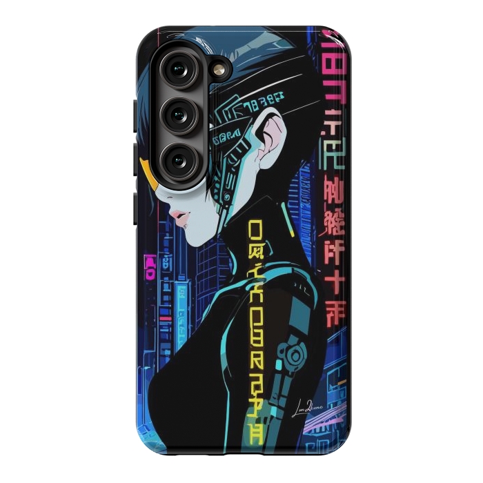 Galaxy S23 StrongFit Cyberpunk Blue Neon Girl by LM2Kone