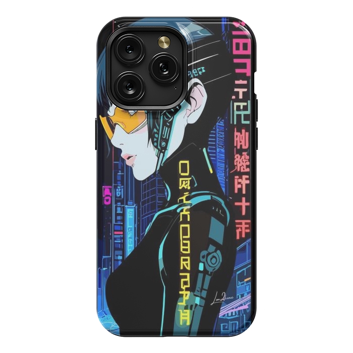 iPhone 15 Pro Max StrongFit Cyberpunk Blue Neon Girl by LM2Kone