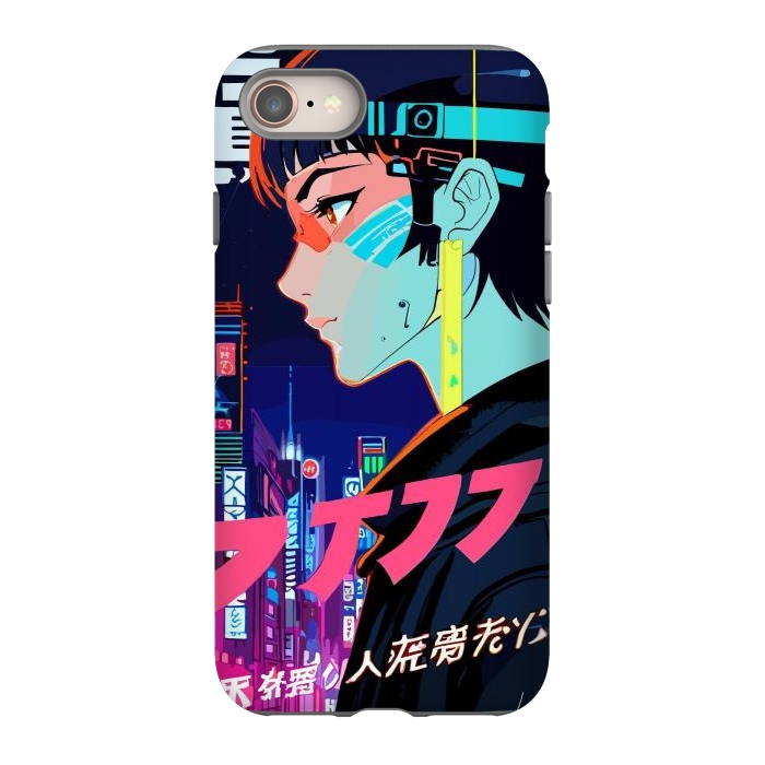 iPhone 8 StrongFit Cyberpunk Manga Girl by LM2Kone