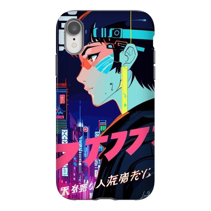 iPhone Xr StrongFit Cyberpunk Manga Girl by LM2Kone