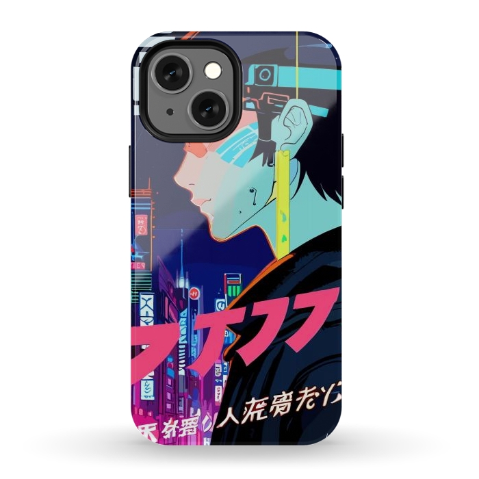 iPhone 13 mini StrongFit Cyberpunk Manga Girl by LM2Kone