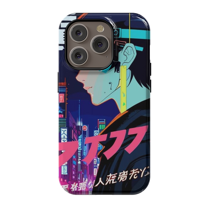 iPhone 14 Pro StrongFit Cyberpunk Manga Girl by LM2Kone