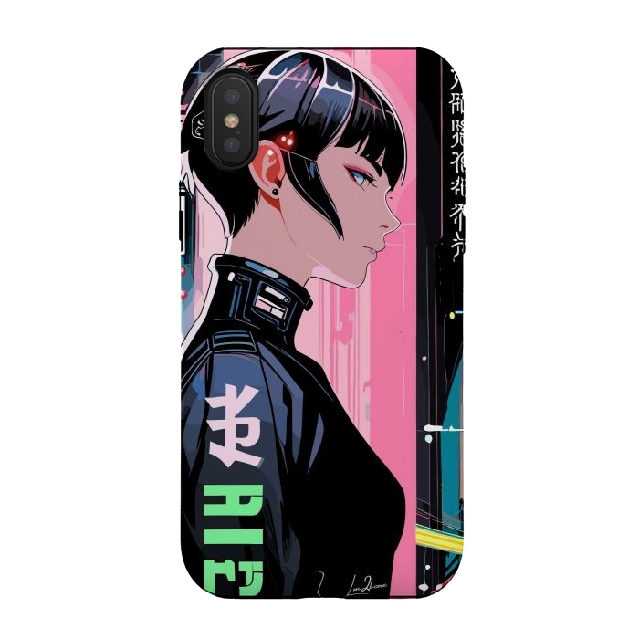 iPhone Xs / X StrongFit Cyberpunk Pop Girl by LM2Kone