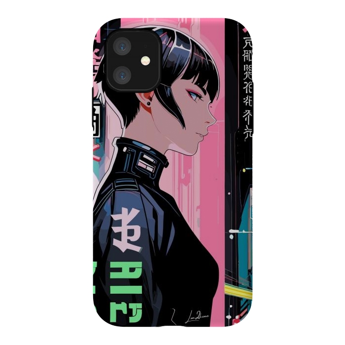 iPhone 11 StrongFit Cyberpunk Pop Girl by LM2Kone