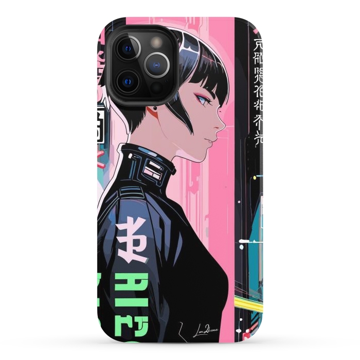 iPhone 12 Pro StrongFit Cyberpunk Pop Girl by LM2Kone