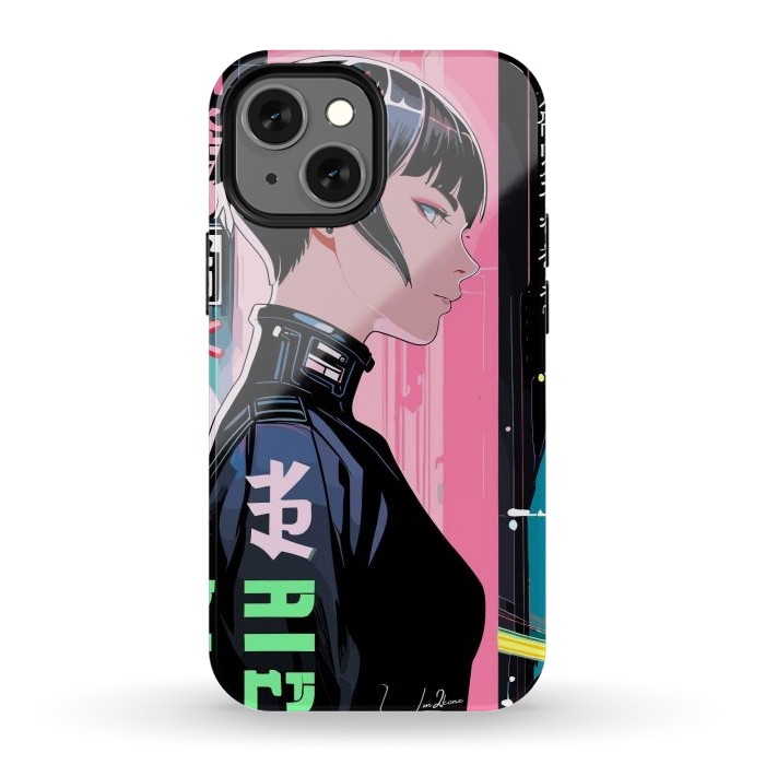 iPhone 13 mini StrongFit Cyberpunk Pop Girl by LM2Kone