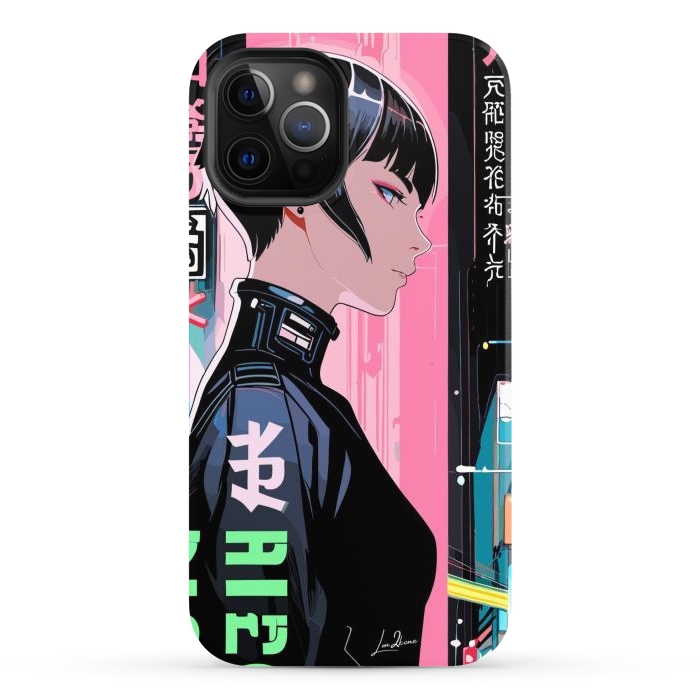 iPhone 12 Pro Max StrongFit Cyberpunk Pop Girl by LM2Kone