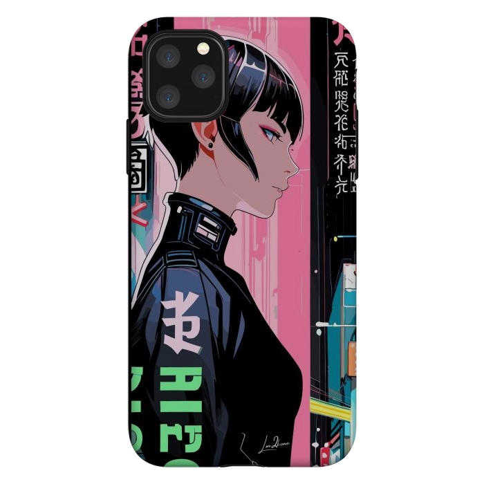 iPhone 11 Pro Max StrongFit Cyberpunk Pop Girl by LM2Kone