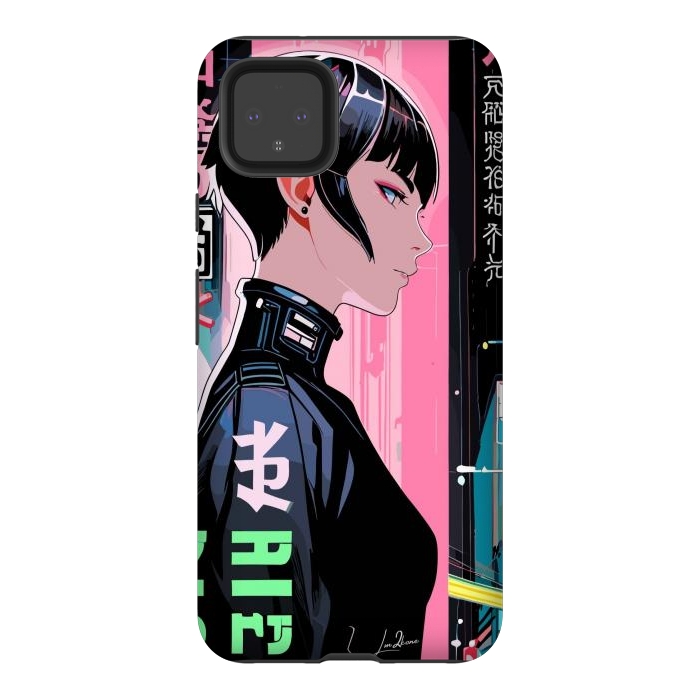 Pixel 4XL StrongFit Cyberpunk Pop Girl by LM2Kone