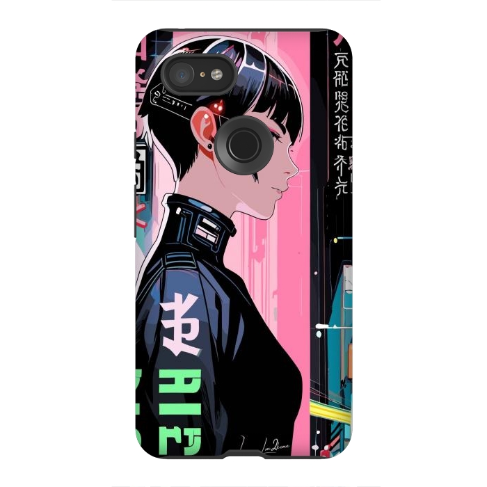 Pixel 3XL StrongFit Cyberpunk Pop Girl by LM2Kone