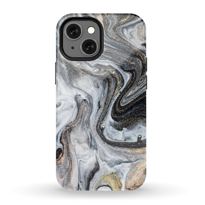 iPhone 12 mini StrongFit Black and Gold Marble by ArtsCase