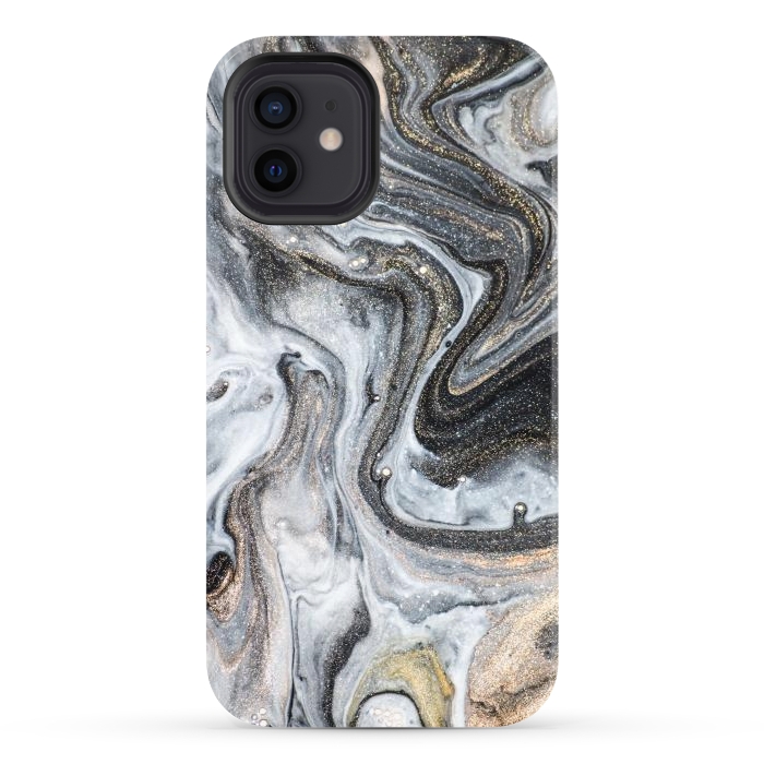 iPhone 12 StrongFit Black and Gold Marble by ArtsCase