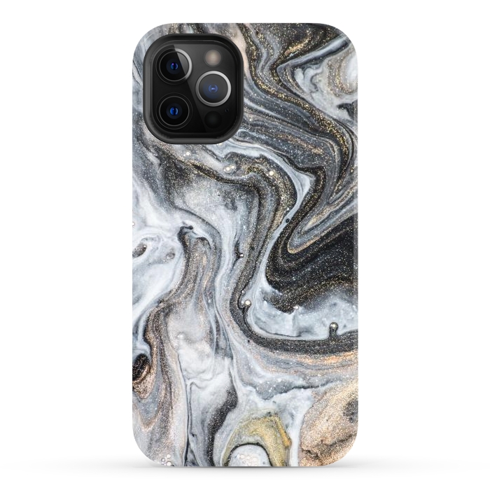 iPhone 12 Pro StrongFit Black and Gold Marble by ArtsCase