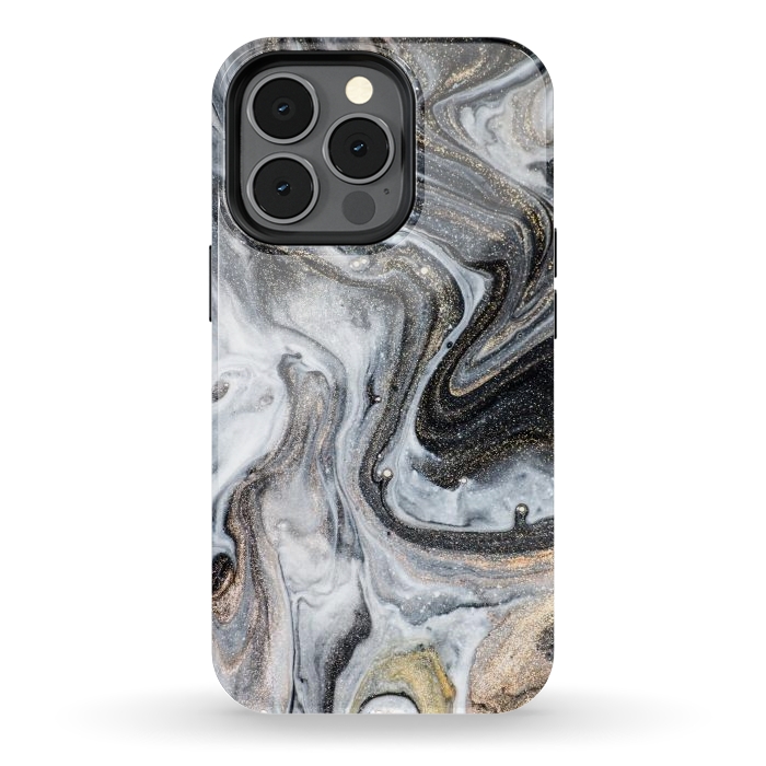 iPhone 13 pro StrongFit Black and Gold Marble by ArtsCase