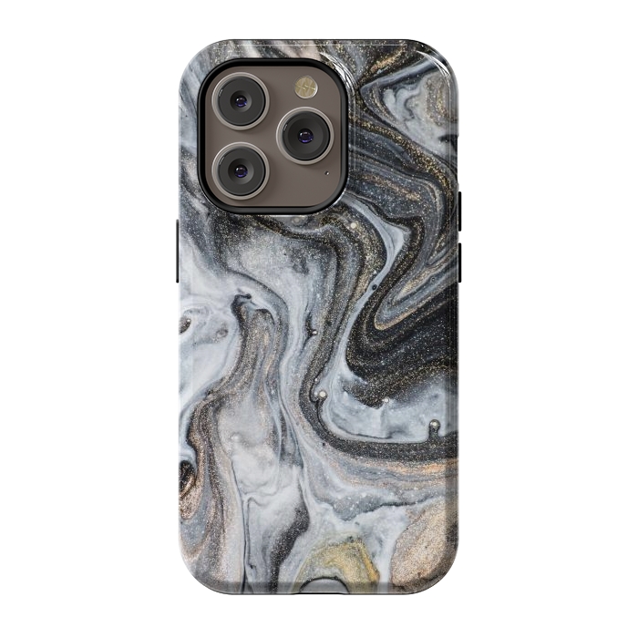 iPhone 14 Pro StrongFit Black and Gold Marble by ArtsCase