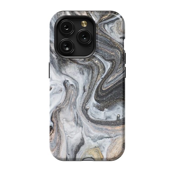 iPhone 15 Pro StrongFit Black and Gold Marble by ArtsCase