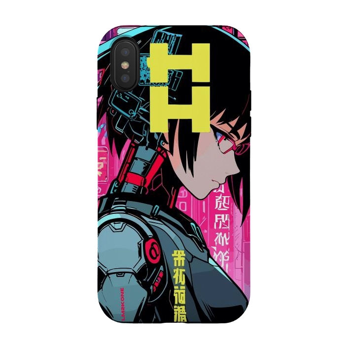 iPhone Xs / X StrongFit Cyberpunk Cyborg Girl by LM2Kone