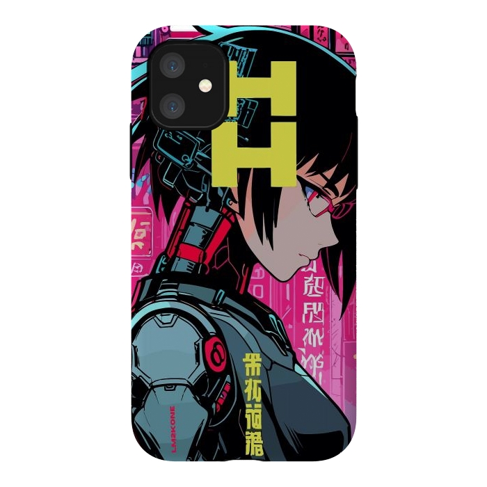 iPhone 11 StrongFit Cyberpunk Cyborg Girl by LM2Kone