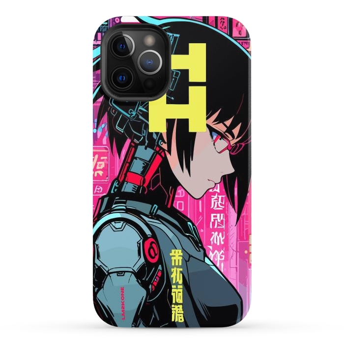 iPhone 12 Pro Max StrongFit Cyberpunk Cyborg Girl by LM2Kone