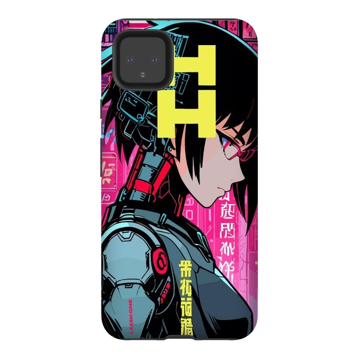 Pixel 4XL StrongFit Cyberpunk Cyborg Girl by LM2Kone