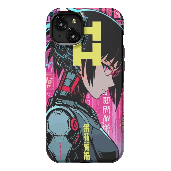 iPhone 15 Plus StrongFit Cyberpunk Cyborg Girl by LM2Kone