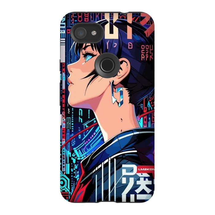 Pixel 3AXL StrongFit Pop Art Cyberpunk Girl by LM2Kone