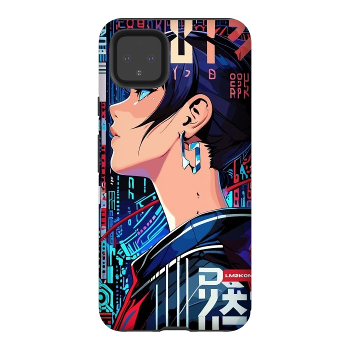 Pixel 4XL StrongFit Pop Art Cyberpunk Girl by LM2Kone