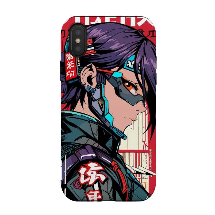 iPhone Xs / X StrongFit Futuristic Cyberpunk Girl by LM2Kone