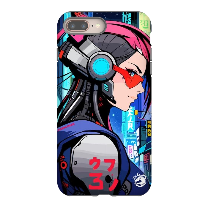 iPhone 7 plus StrongFit Neon Cyberpunk Girl by LM2Kone