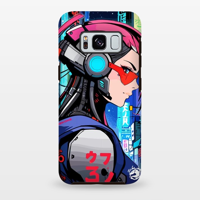 Galaxy S8 plus StrongFit Neon Cyberpunk Girl by LM2Kone