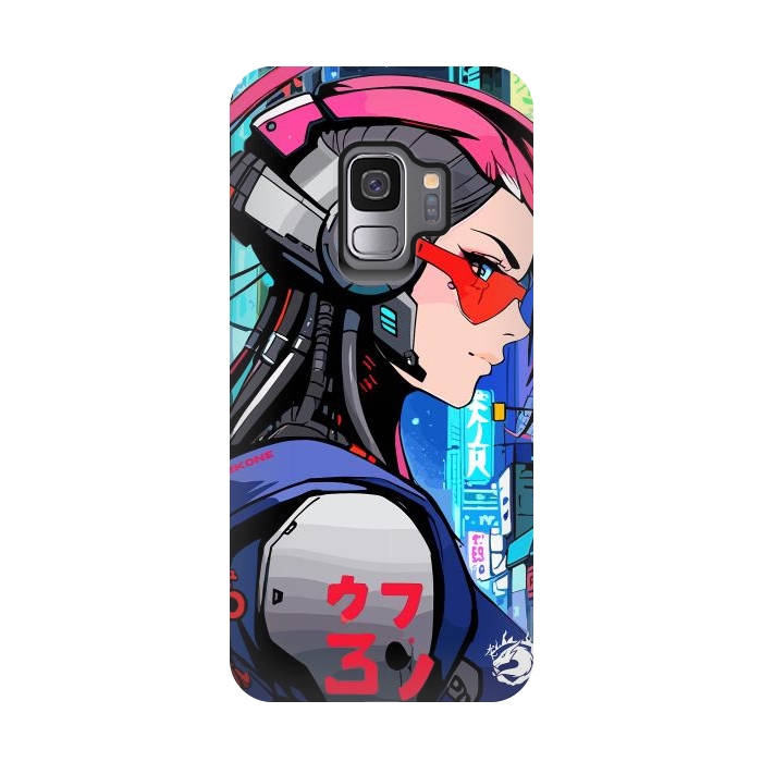 Galaxy S9 StrongFit Neon Cyberpunk Girl by LM2Kone