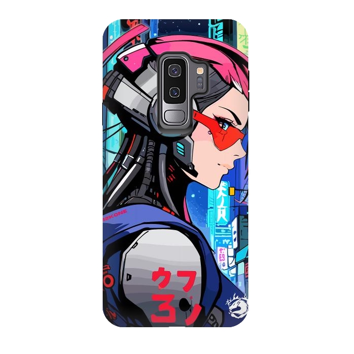 Galaxy S9 plus StrongFit Neon Cyberpunk Girl by LM2Kone