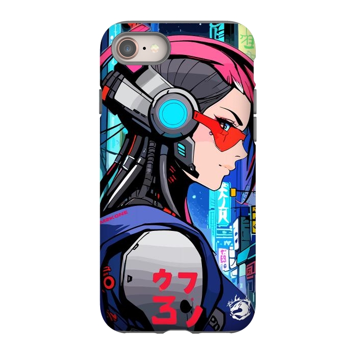 iPhone 8 StrongFit Neon Cyberpunk Girl by LM2Kone