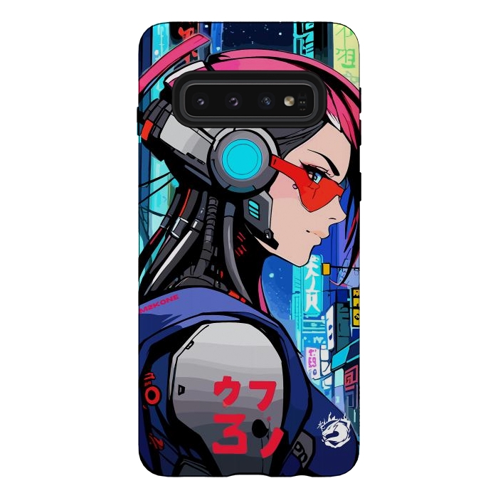 Galaxy S10 StrongFit Neon Cyberpunk Girl by LM2Kone