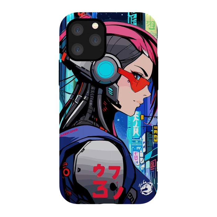 iPhone 11 Pro StrongFit Neon Cyberpunk Girl by LM2Kone