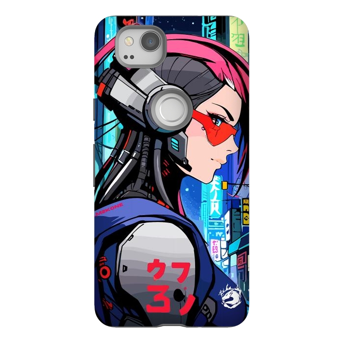 Pixel 2 StrongFit Neon Cyberpunk Girl by LM2Kone